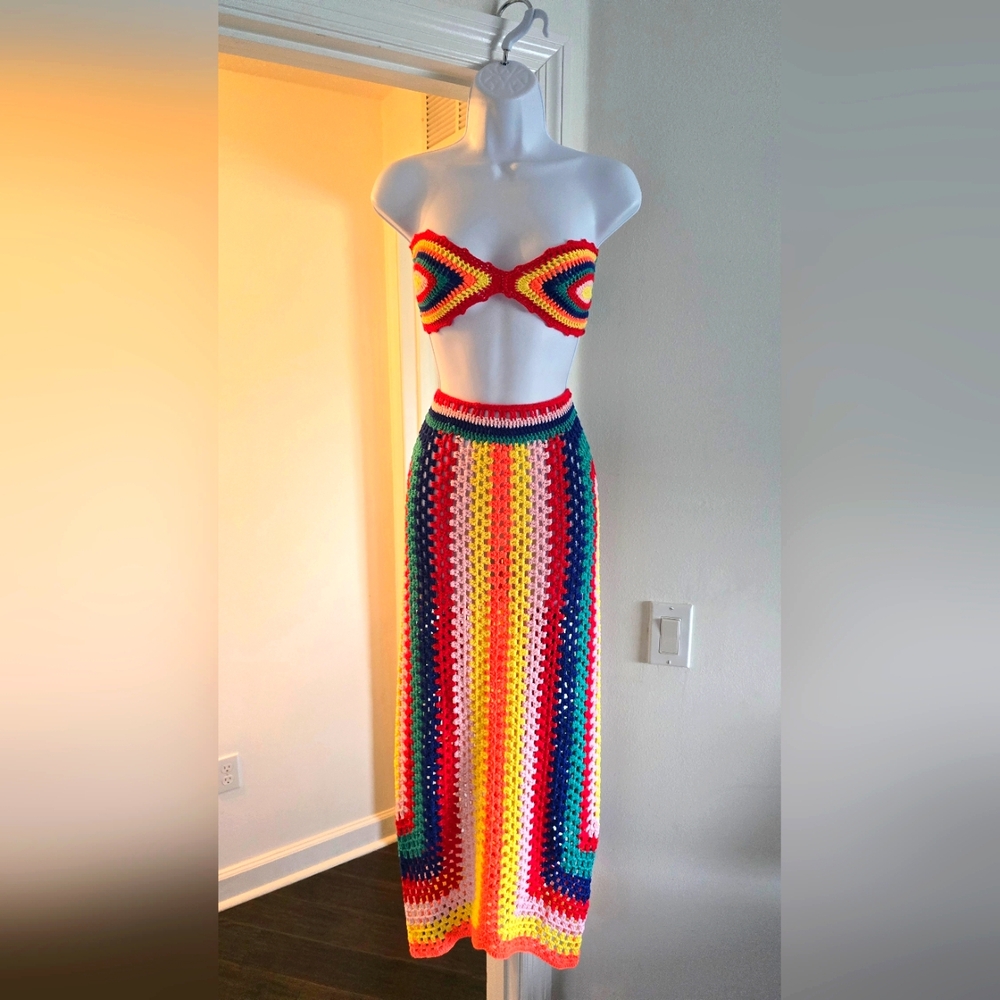 Love Sense Colorful Crochet Two-Piece Set